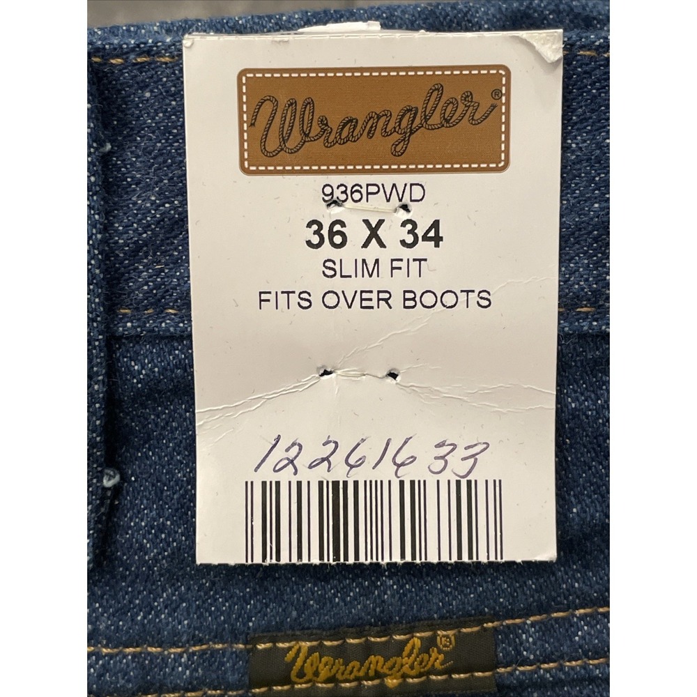 Wrangler Men's Cowboy Cut Slim Fit Indigo Jeans 936PWD 36X34 - Picture 5 of 9